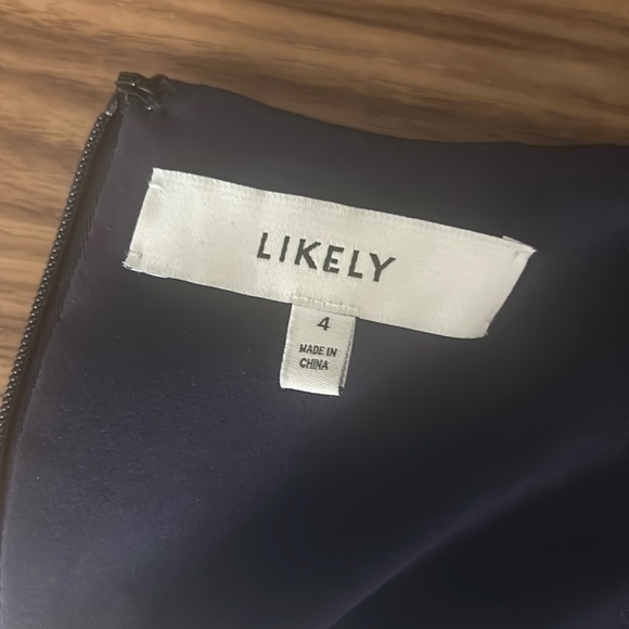 LIKELY - NWOT Steph Ruched Satin & Crepe Midi-Dress in Navy - Picture 9 of 10